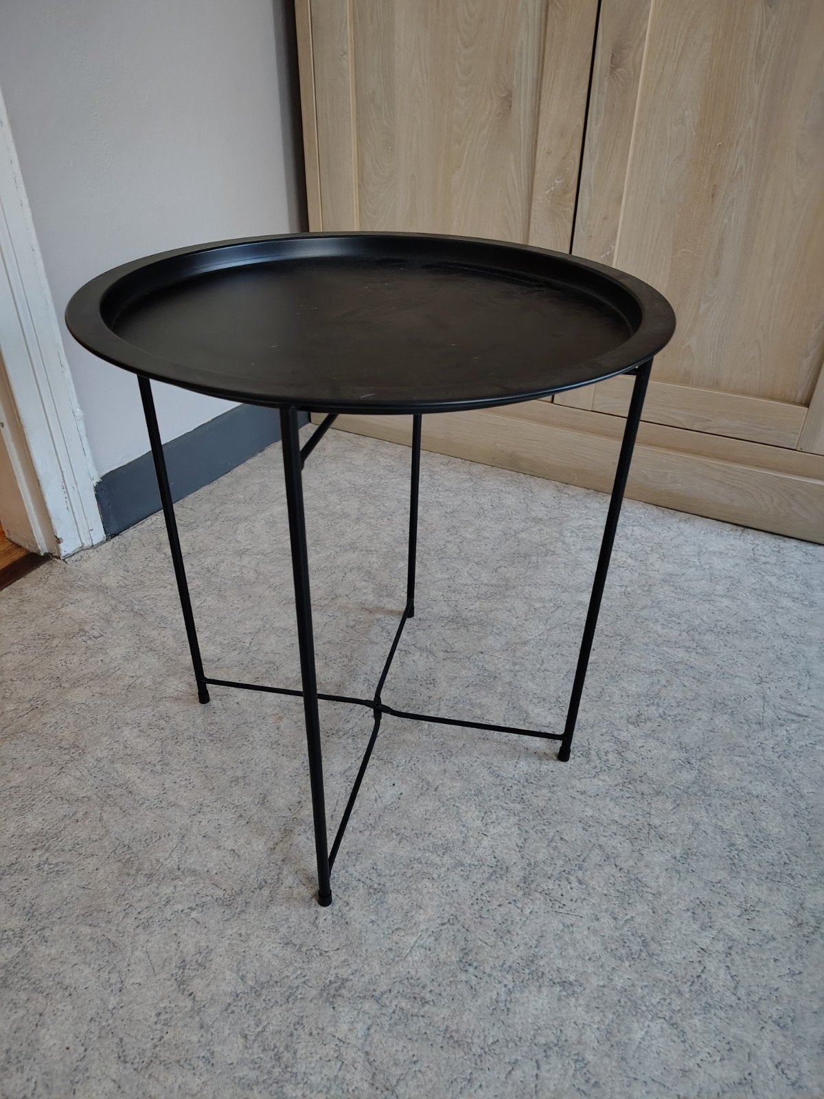 Rond bijzettafeltje of plantenstaander zwart metaa, Enlèvement, Rond
