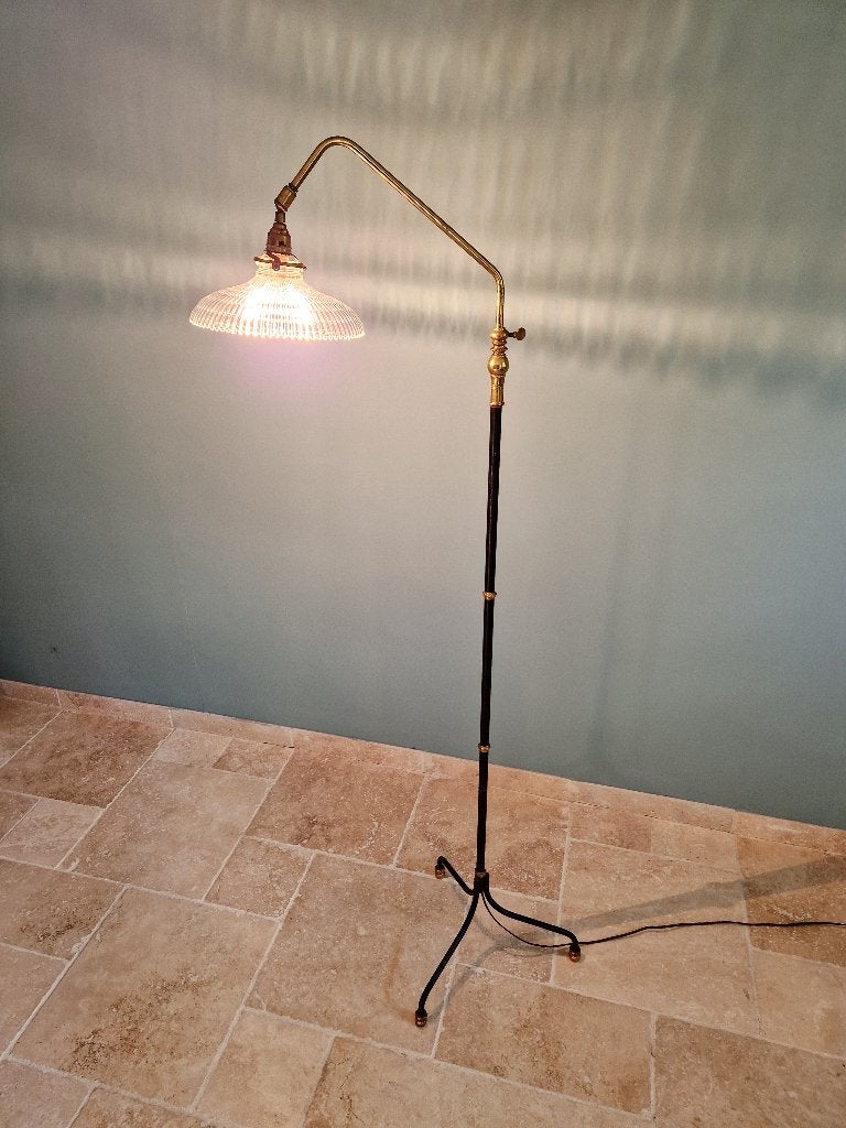 Lampadaire articulé, pied tripode, Mid-century, France, 1950, Antiquités & Art, Enlèvement