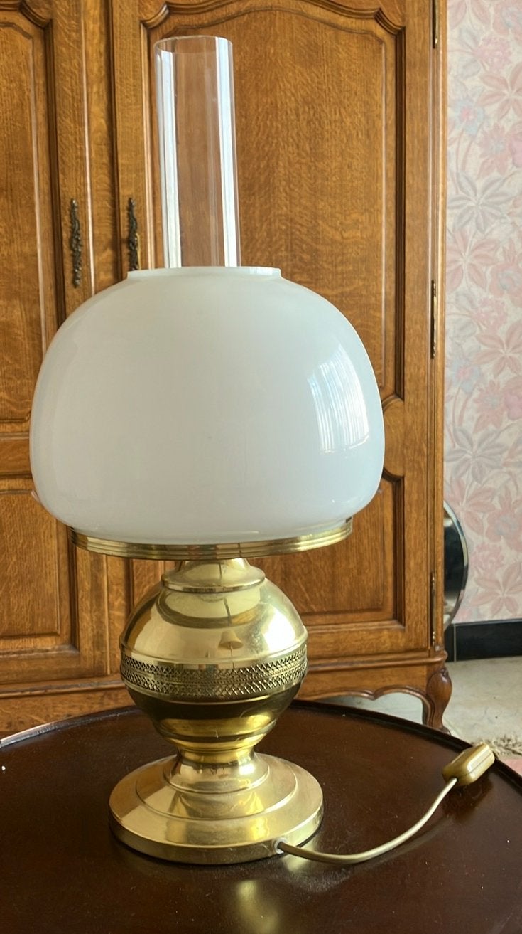 vintage electrische olielamp met  bolkap., Enlèvement