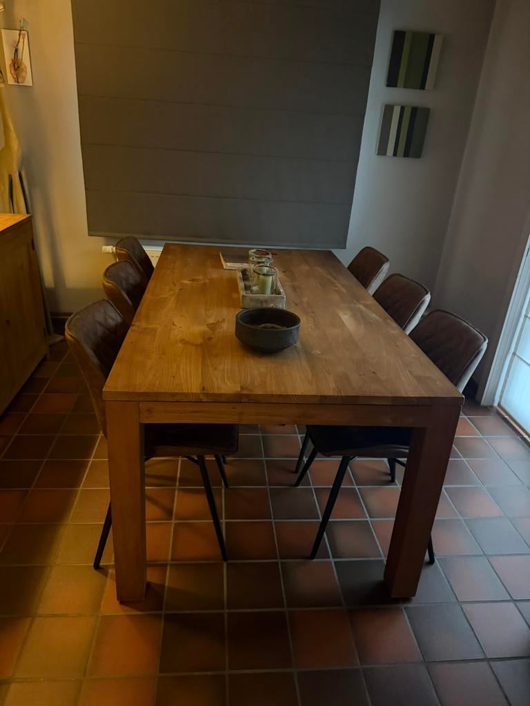 Volledige eetplaats in teak met 6 stoelen, Ophalen