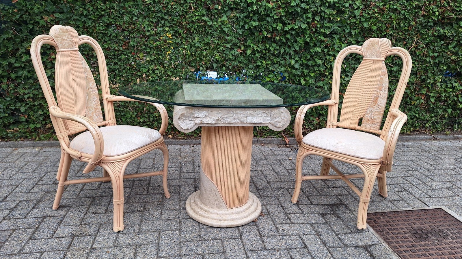Rotan tuinset., Rotin, Table à dinner, Salons de jardin, Enlèvement