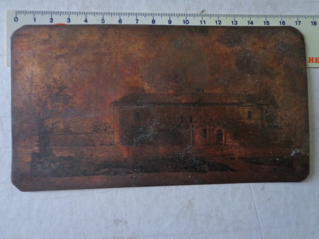 originele etsplaat van Auguste Van de(n) Steene double face, Ophalen of Verzenden, Landschap, Gesigneerd, 1800 - 1899