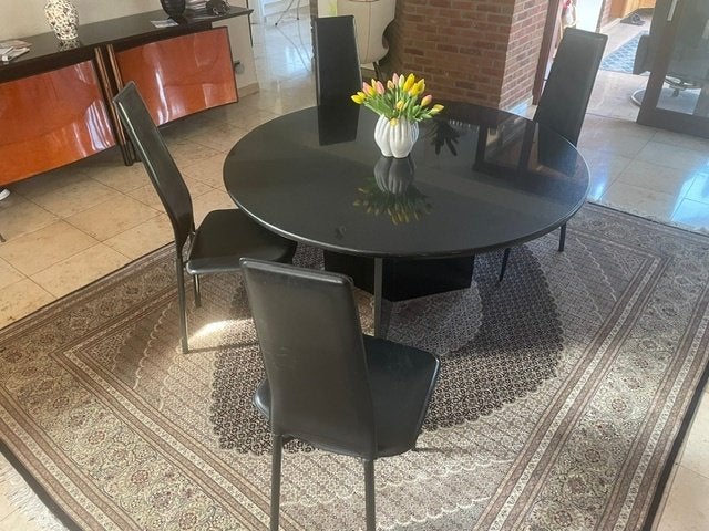 6 chaises "design" en cuir noir (hauteur = 105 cm), Comme neuf, Enlèvement, Cinq, Six Chaises ou plus, Cuir