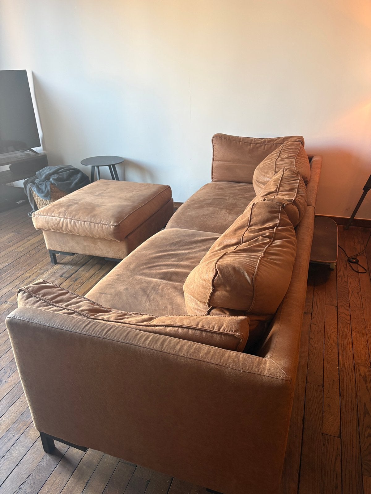 3 zit zetel met bijhorende poef, Ophalen, 250 tot 300 cm, Gebruikt, Driepersoons