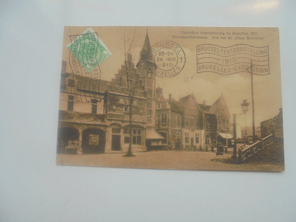 brussel expo 1910-un rue du"vieux bruxelles", Envoi, Avant 1920, Affranchie, Bruxelles (Capitale)