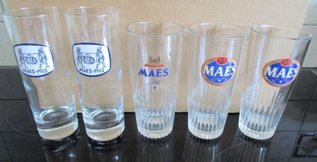 5 bierglazen MAES PILS - OPRUIM, Ophalen of Verzenden, Zo goed als nieuw, Glas of Glazen, Heineken