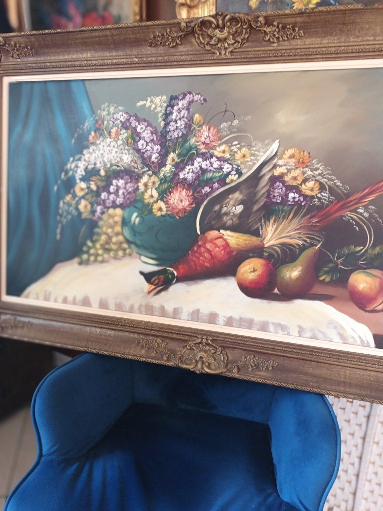 Schilderij jacht tafereel , groot , zeer mooi, Peinture à l'huile, Signé, Enlèvement, Toile