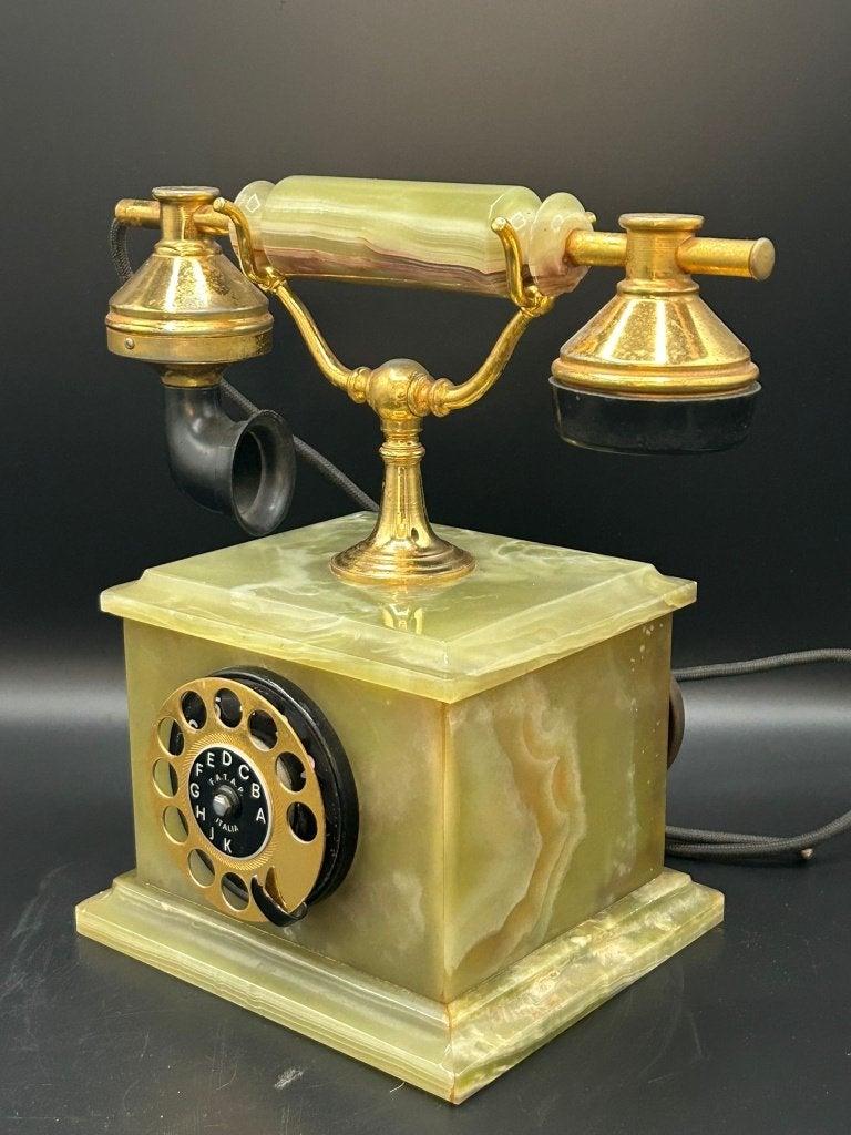 Vintage oude Onyx Telefoon Italië – Messing & Brons - 1950s, Antiek en Kunst, Verzenden