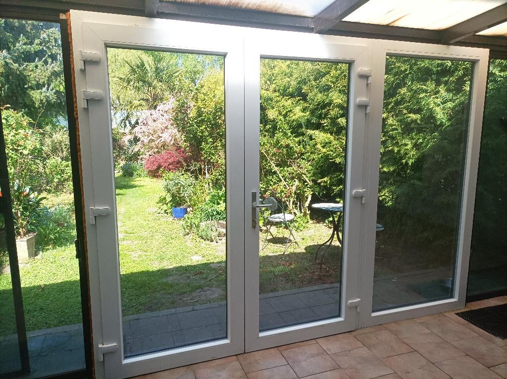 Dubbele glazen deur + fixe_2017 €400 (onderhandelbaar), Doe-het-zelf en Bouw, Glas en Ramen, Gebruikt, Overige typen, 160 cm of meer