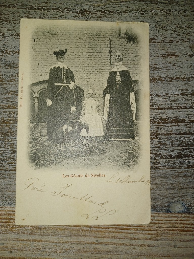 nivelles cpa pk les geants de reuzen, Ophalen of Verzenden, Voor 1920, Gelopen, Waals-Brabant