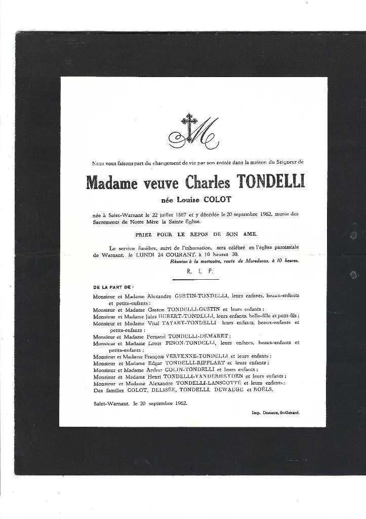 Faire part de décès, Envoi