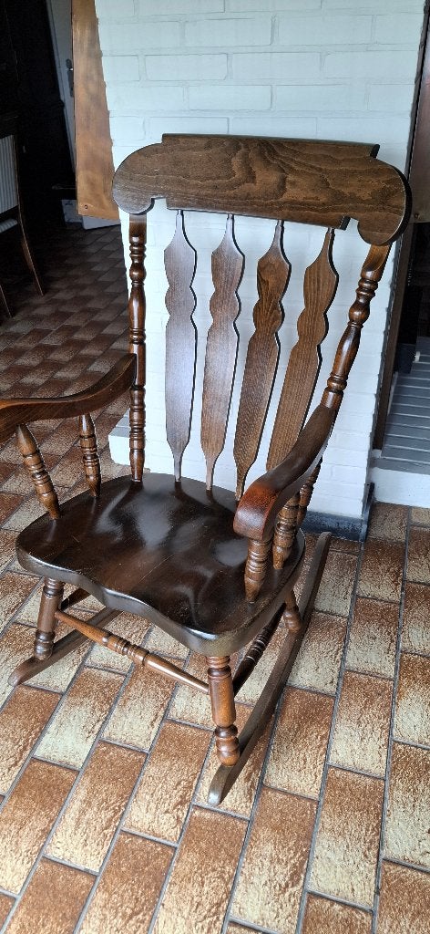 Fauteuil à bascule classique bois - Style rustique/colonial, Maison & Meubles, Rustiek - Koloniaal, Brun, Enlèvement, Utilisé