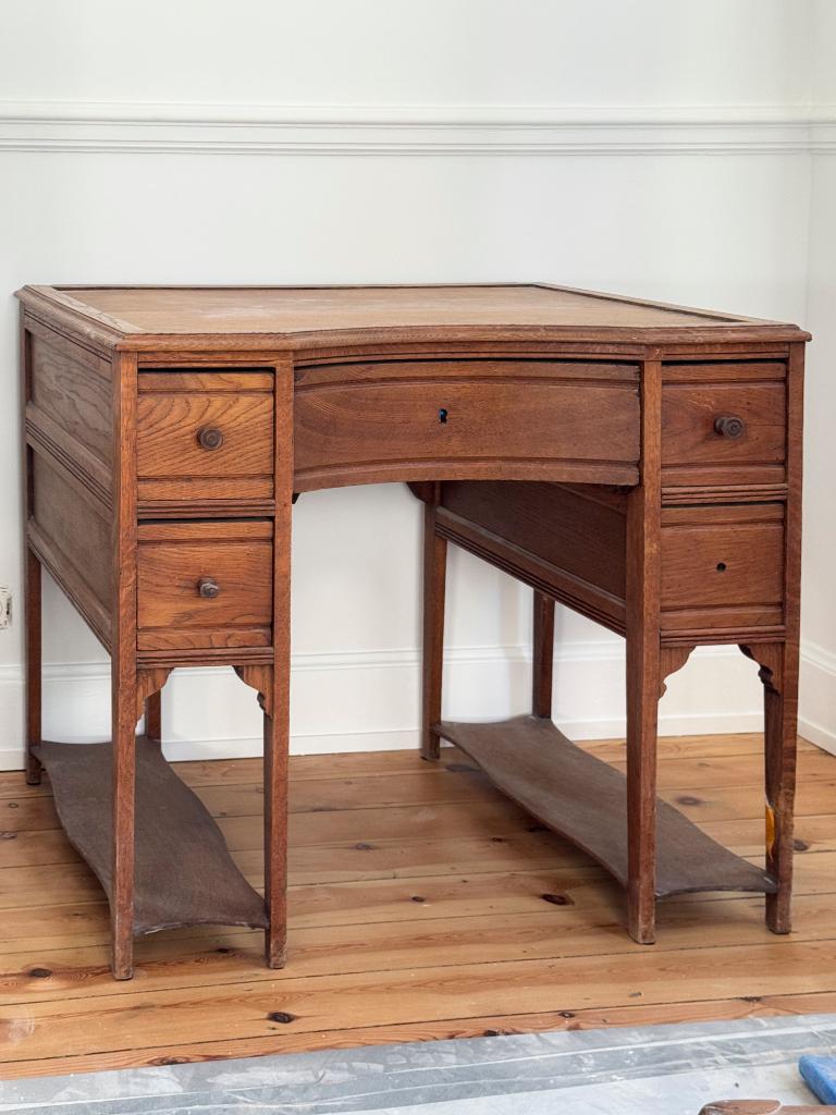 Bureau ancien en chêne massif – style anglais – 5 tiroirs, Antiek en Kunst, Antiek | Kantoor en Zakelijk, Ophalen