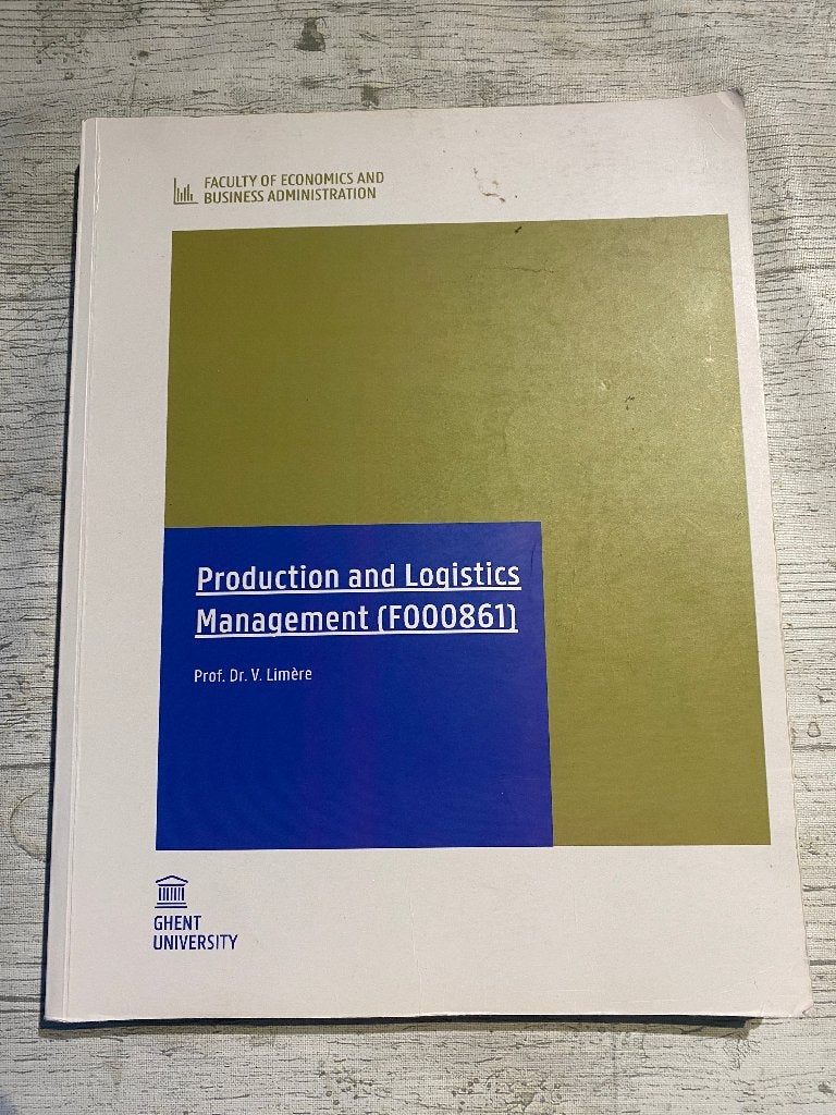 Production And Logistics Management, V. Limère, Enlèvement ou Envoi, Alpha, Enseignement supérieur