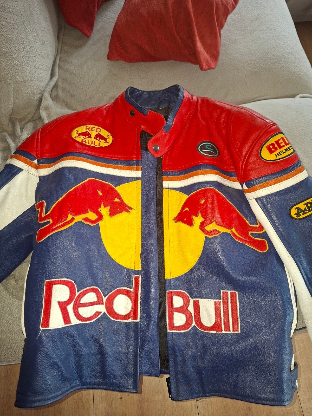 Unieke Vintage Tour Master Red Bull Leren Motorjas,Echt leer, Motoren, Ophalen