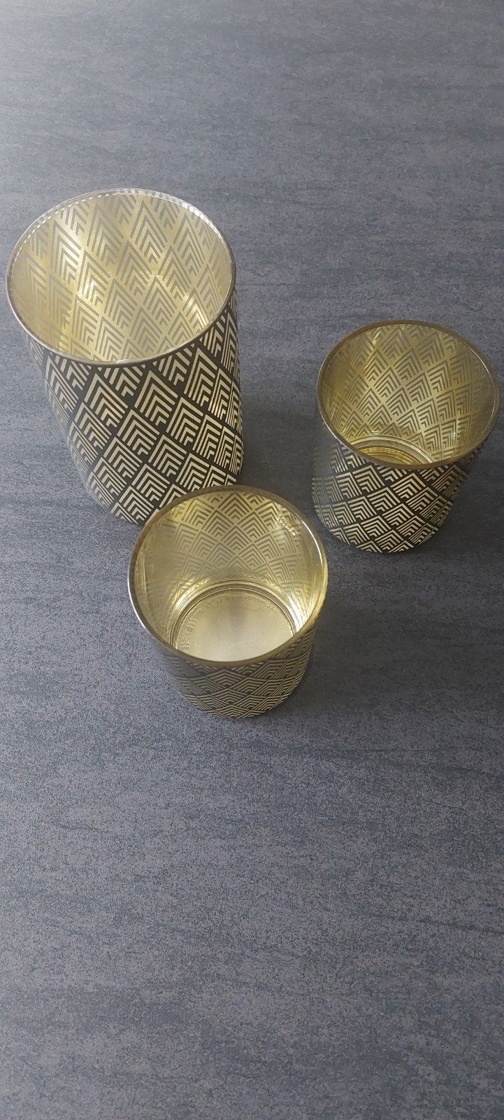 Lot  de 3 vases décoratifs, Huis en Inrichting, Ophalen, Goud, Glas