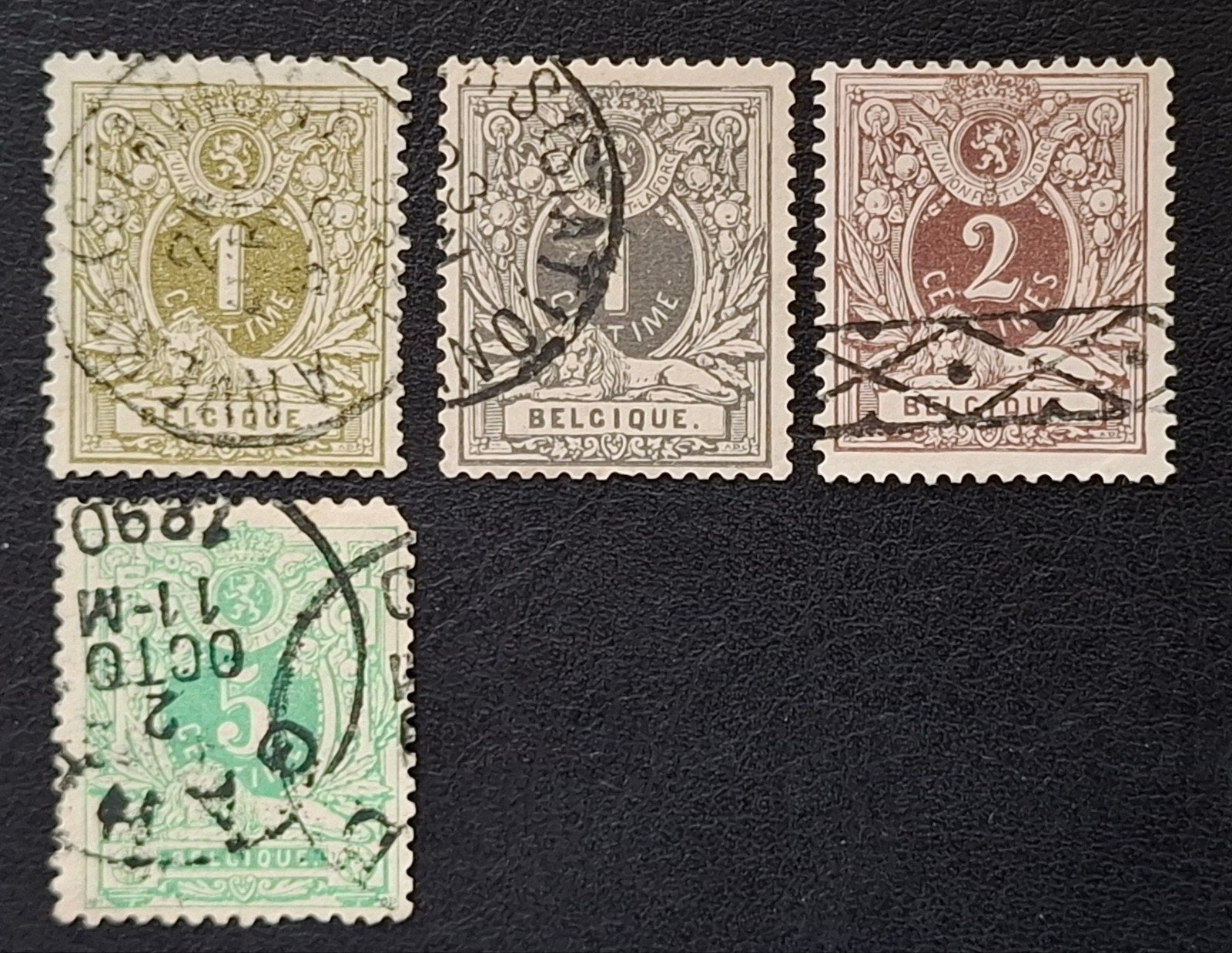 Belgique : COB 42/45 (●) Lion couché 1884., Avec timbre, Enlèvement ou Envoi, Sans gomme, Affranchi