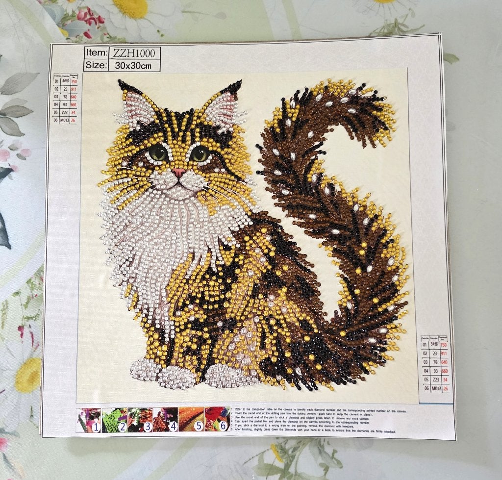 Diamond painting – kat – 30 cm x 30 cm, 30 cm, Autres types, Multicolore, Comme neuf