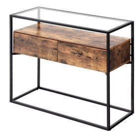 Console d'entrée bois, verre et métal, 25 à 50 cm, Moins de 100 cm, Comme neuf, 100 à 150 cm