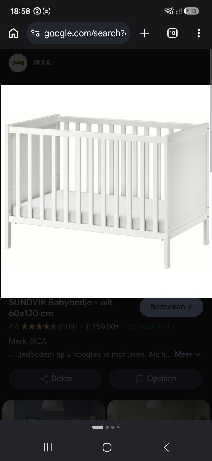 ikea sundvik babybed / ledikant wit verstelbaar, Ophalen