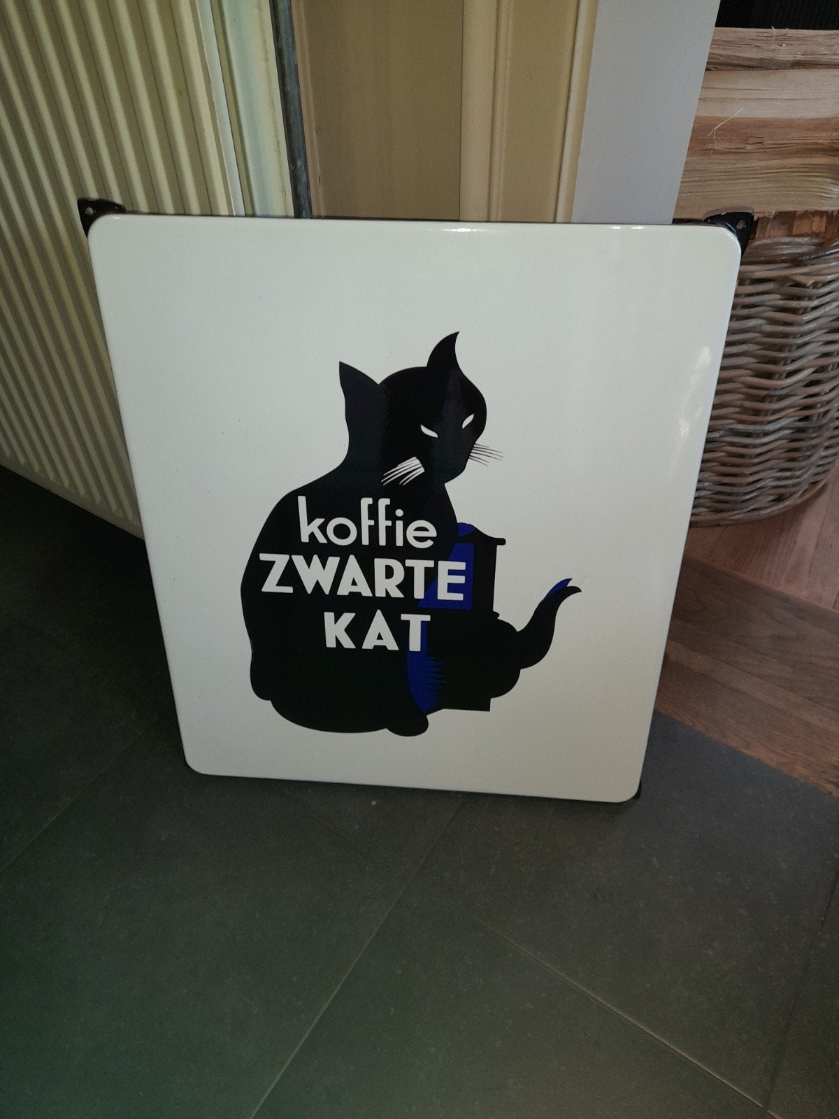 Plaque en émail Black Cat. REPRODUIRE., Collections, Enlèvement ou Envoi
