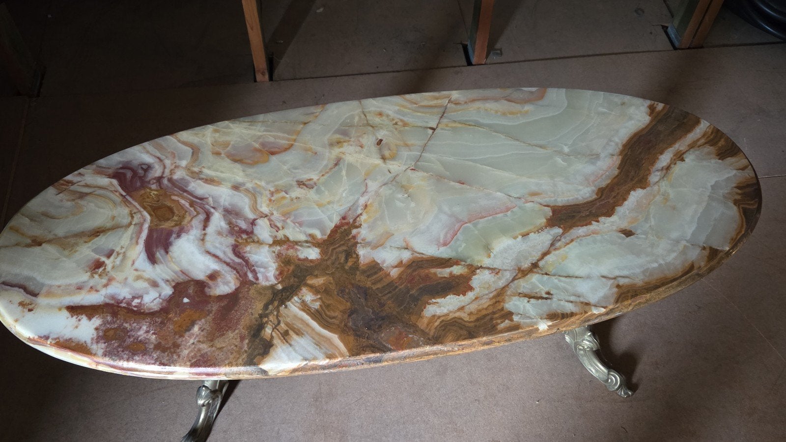 Salontafel marmer, verguld frame., Huis en Inrichting, Ophalen