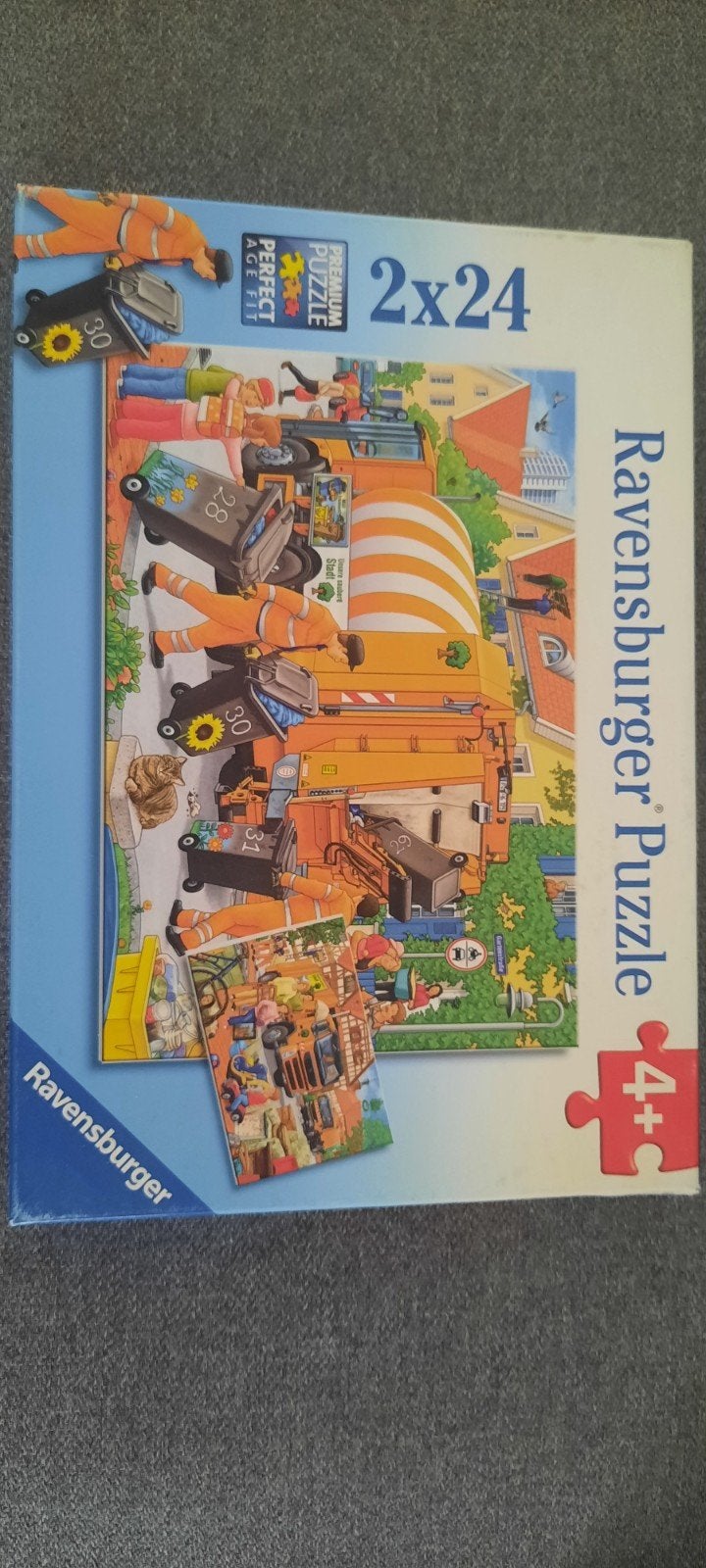 puzzel ravensburger 2x24 stukjes vuilniskar+ rommelmarkt, Ophalen, 10 tot 50 stukjes, Gebruikt, 4 tot 6 jaar