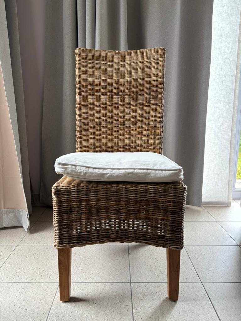 4 rieten stoelen, Maison & Meubles, Chaises, Osier ou Rotin, Enlèvement, Utilisé, Quatre