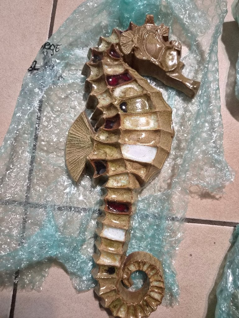 Vintage keramisch zeepaardje - wandsculptuur, Ophalen