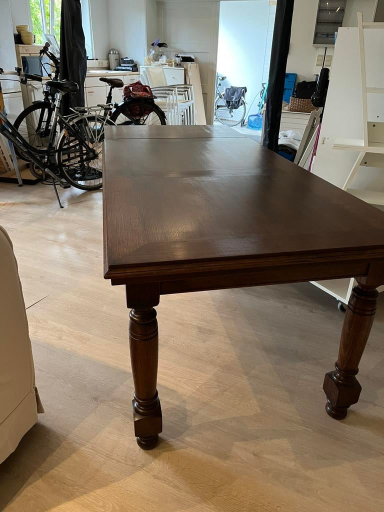Houten tafel uitschuifbaar, Huis en Inrichting, Tafels | Eettafels, Ophalen, 200 cm of meer, 50 tot 100 cm, Zo goed als nieuw
