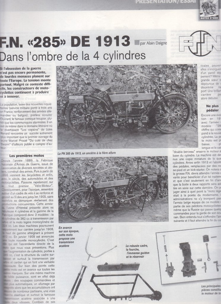 1913 Moto FN 285 collection, Envoi, Utilisé