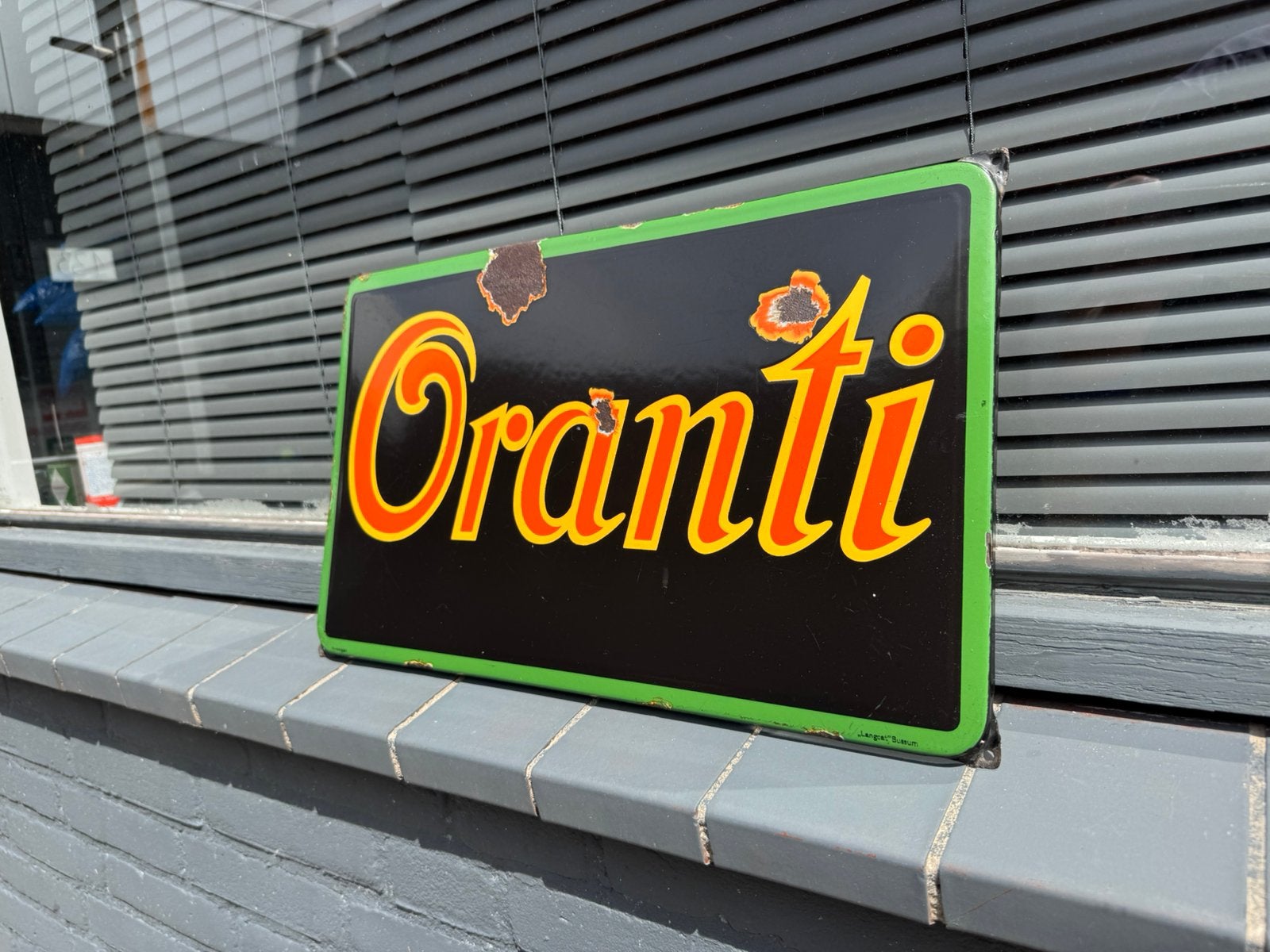Oranti frisdrank emaille reclamebord, Verzamelen, Ophalen of Verzenden, Gebruikt, Reclamebord