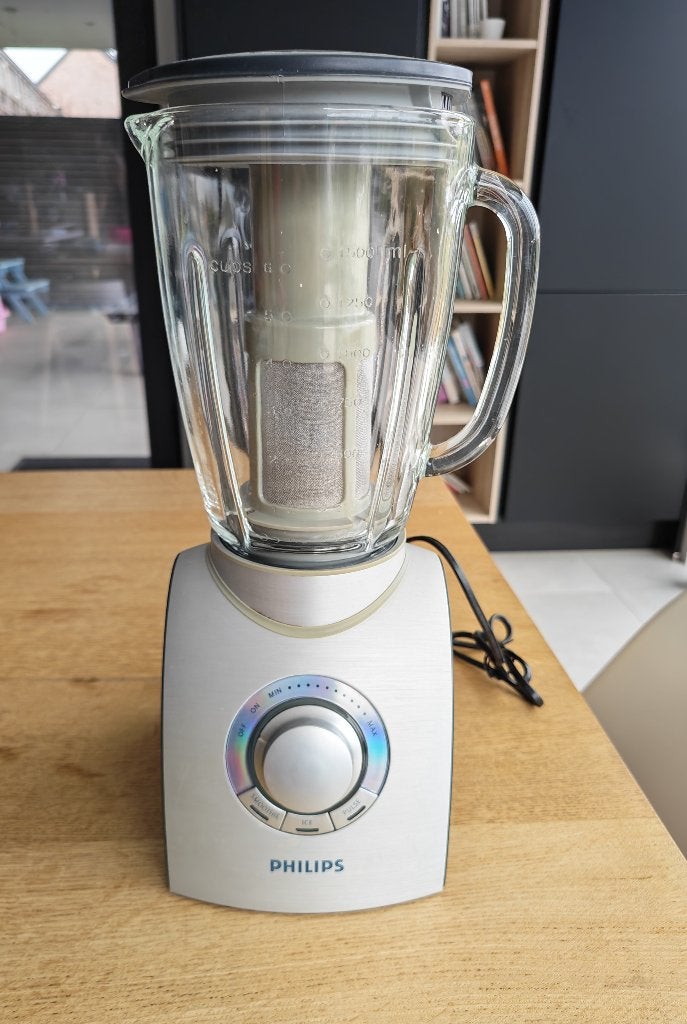 Blender Philips HR2094 - 750W - 2L - Aluminium, Enlèvement, Utilisé, Mélangeur de puissance