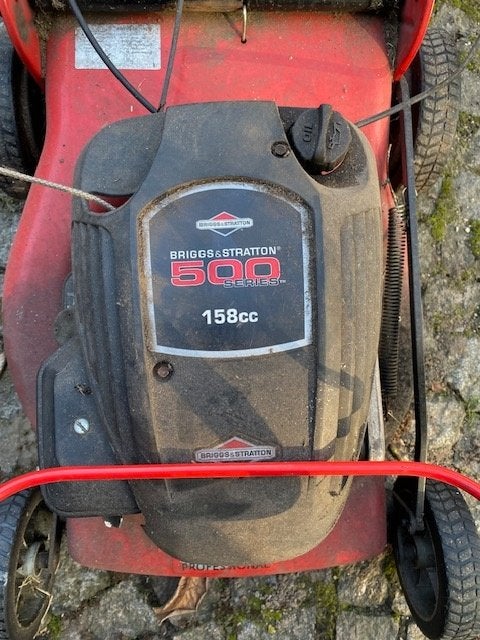 Grasmaaier benzine met motor Briggs & Stratton 500, Tuin en Terras, Ophalen, Cirkelmaaier, Gebruikt, 40 t/m 49 cm
