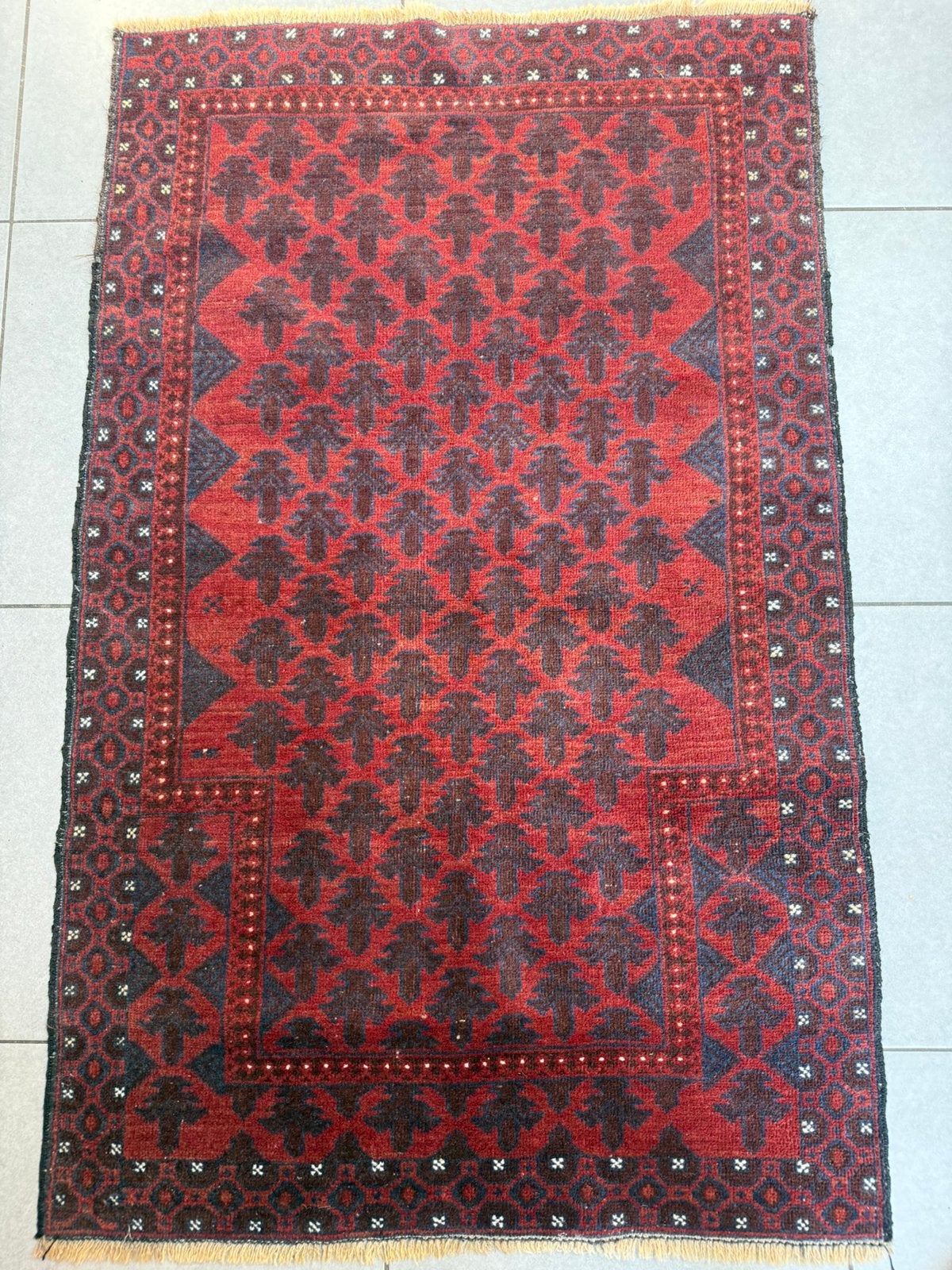 Handgemaakt oosters vloerkleed — 132 x 89 cm, Ophalen of Verzenden, Gebruikt, Blauw