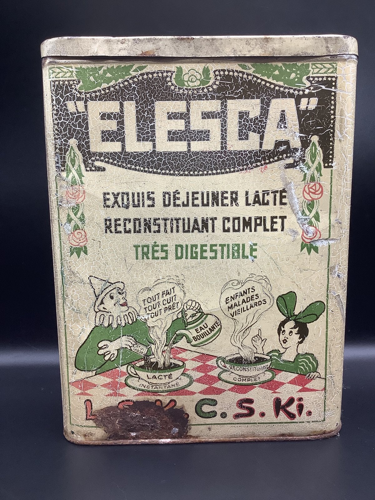 Ancienne boite à cacao LS.K C.S.KI., Collections, Enlèvement ou Envoi, Utilisé