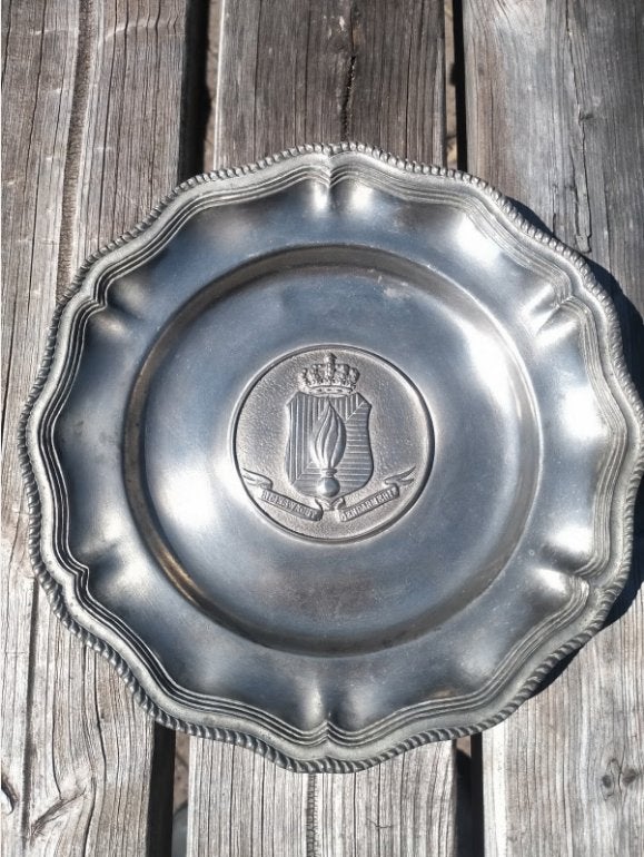 Belgique_Assiette étain Gendarmerie/ Rijkswacht, Enlèvement ou Envoi, Gendarmerie, Objet d'art