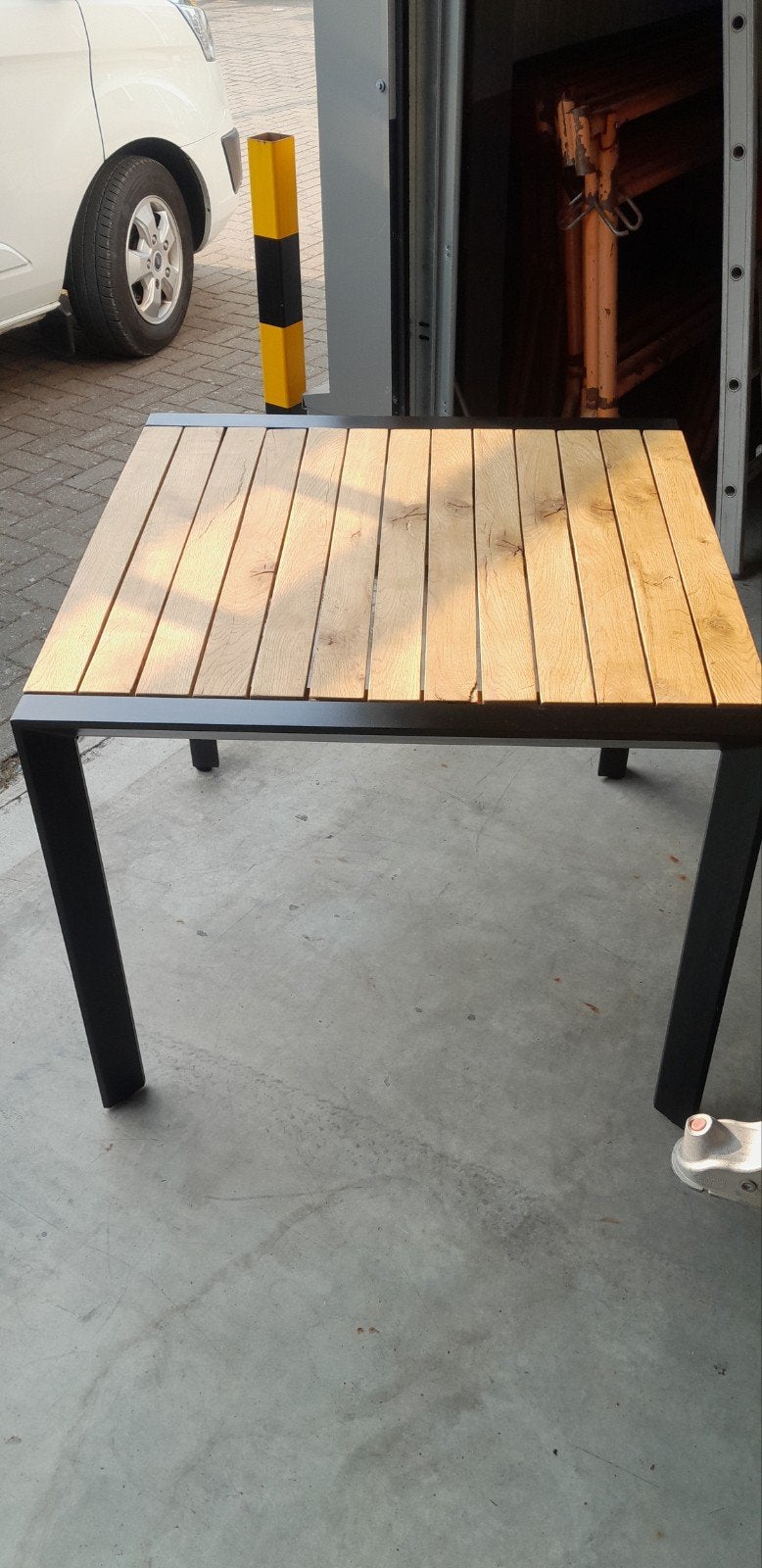 Tafel 91cm x 91cm eik, Tuin en Terras, Ophalen, Aluminium