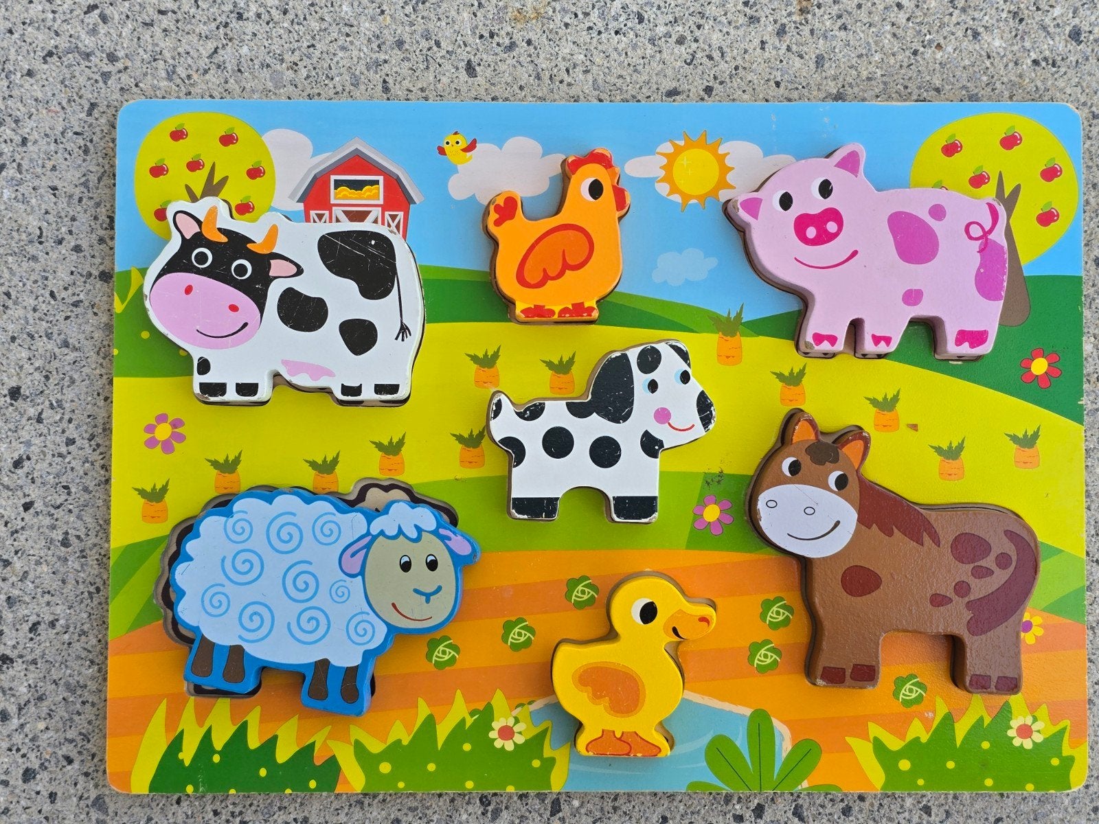 Puzzle d'animaux de ferme en bois — Pièces épaisses, idéal p, Enlèvement ou Envoi