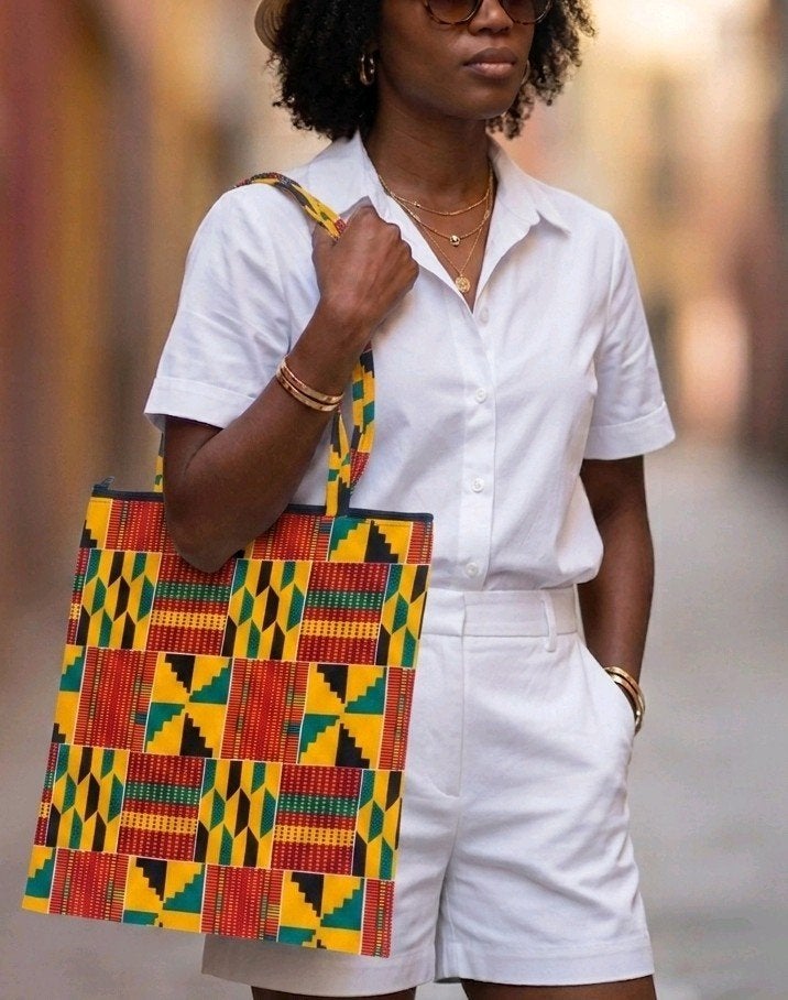 Sac cabas imprimé africain- Sac fourre-tout - Sac de plage, Enlèvement ou Envoi, Neuf, Autres couleurs, Sac à main