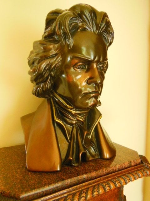 Beeld buste Beethoven imitatie brons gips kot, Ophalen, Nieuw, Overige materialen