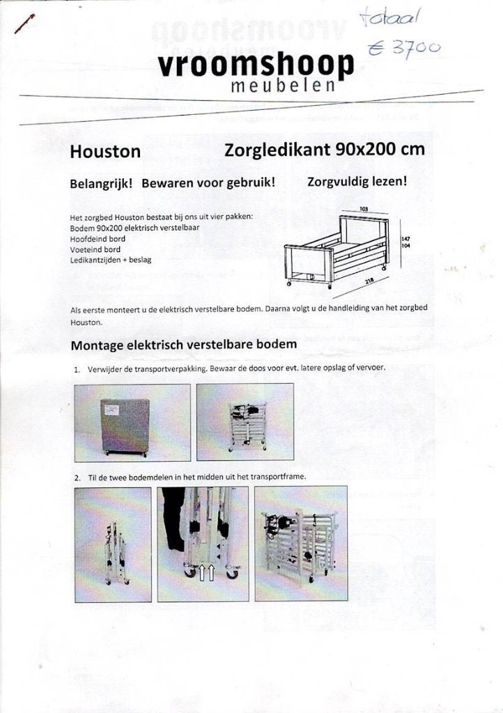 Zorgbed ( hoog laag bed) met nachtkastje en kleerkast, Ophalen, Zo goed als nieuw