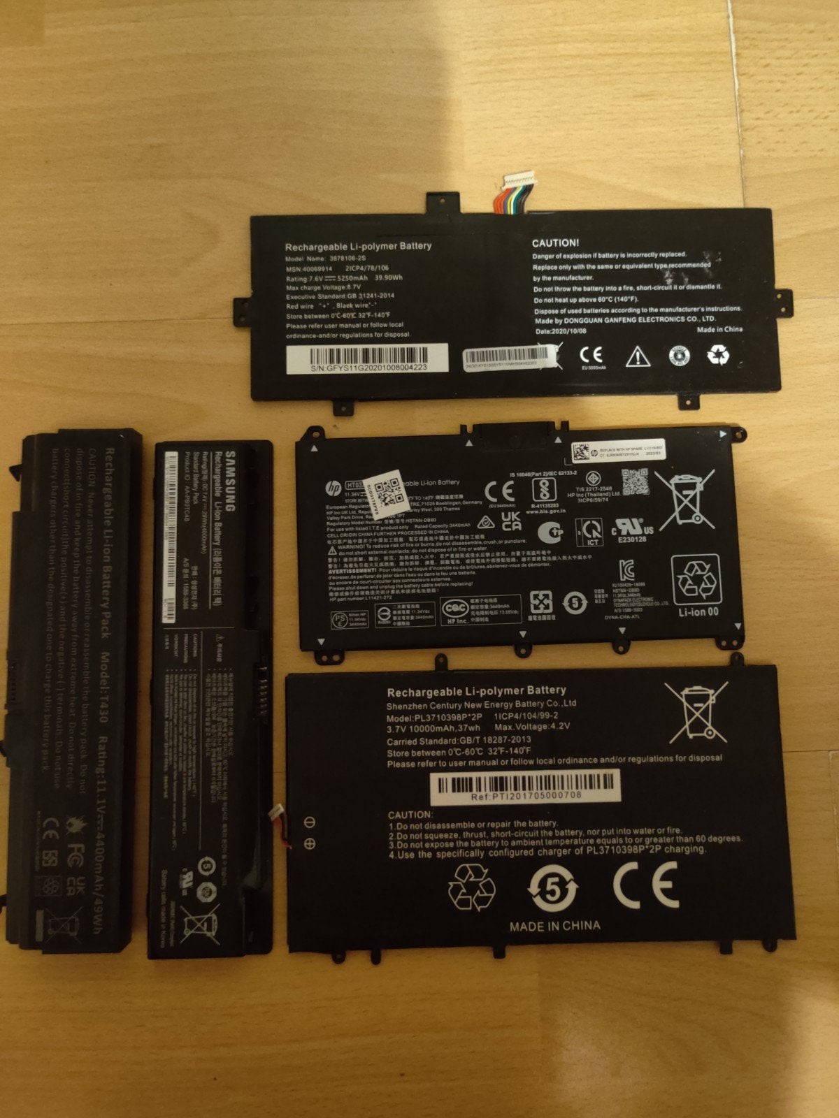 Lot van 5 Laptopbatterijen (HP, Samsung, T430, Universeel), Informatique & Logiciels, Enlèvement ou Envoi