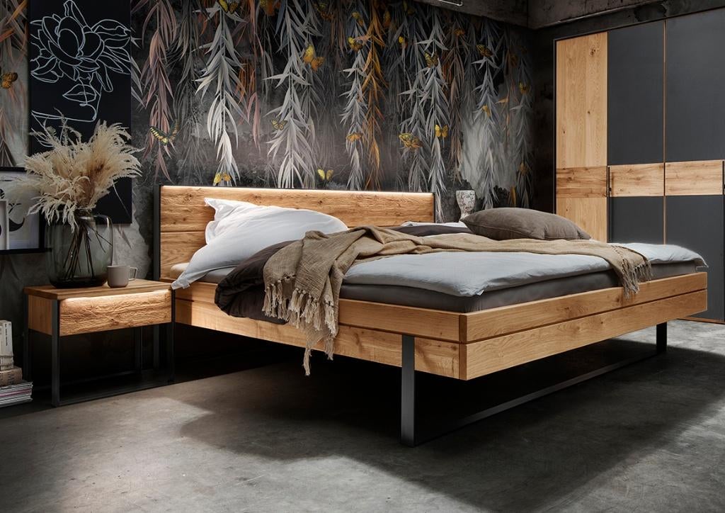 Tweepersoonsbed OLAF. Massief Wildeiken of Beuken hout, Verzenden, Tweepersoons, 180 cm, 200 cm