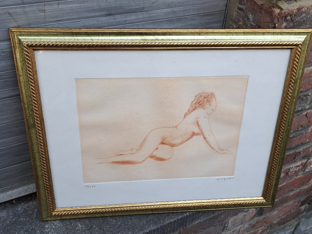 gravure sanguine nu signe lefort, Antiquités & Art, Enlèvement ou Envoi, Gravure