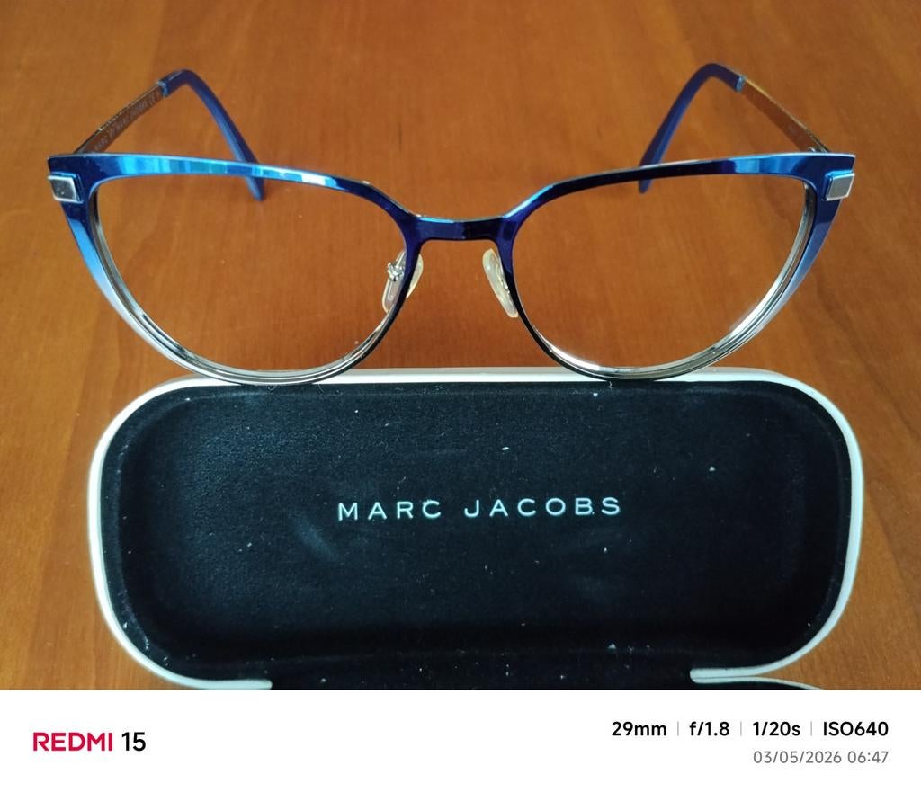 Origineel blauw metalen brilmontuur van Marc Jacobs., Overige merken, Blauw, Nieuw, Ophalen of Verzenden