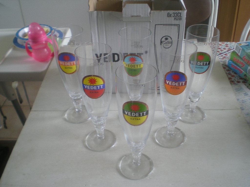 6 glazen Vedett 33 cl, Verzamelen, Ophalen, Nieuw
