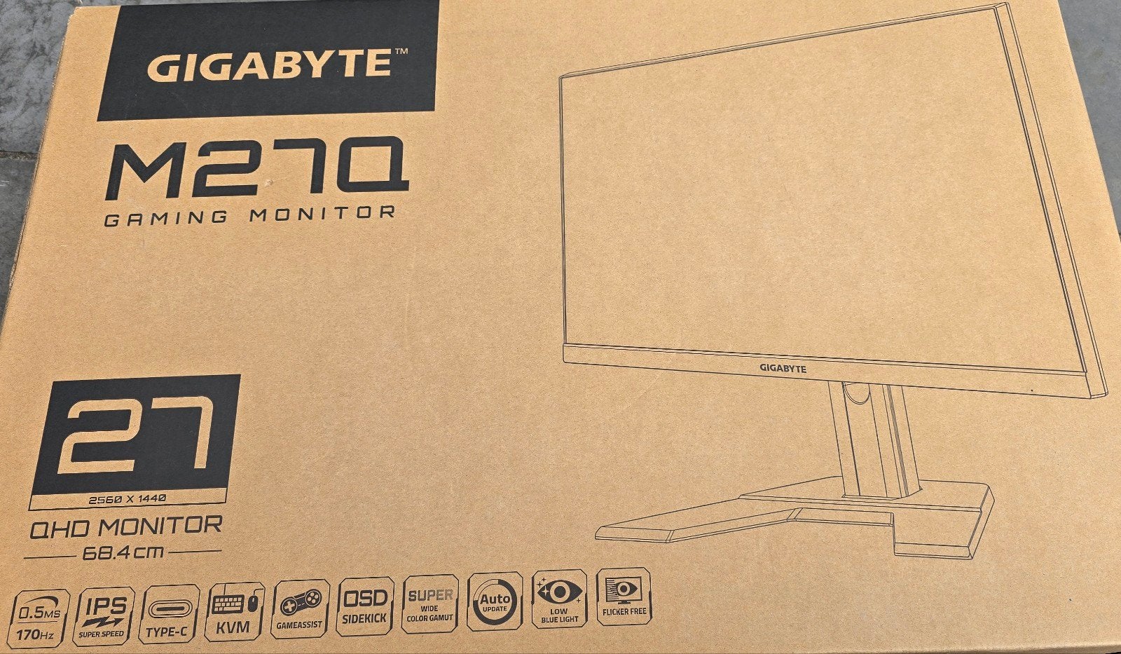 GIGAOCTET M27Q, Informatique & Logiciels, Moniteurs, HD, GIGABYTE, Enlèvement, Réglable en hauteur