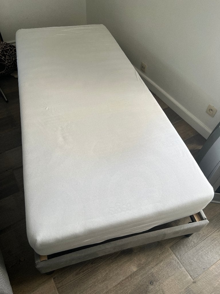 Eenpersoonsbed met pocketveren matras 90x210, Ophalen, Gebruikt, 90 cm, Eenpersoons