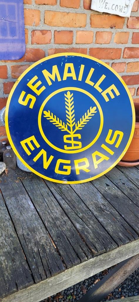 Ancienne assiette à engrais de 1954 de 50 cm de diamètre, Enlèvement ou Envoi, Comme neuf, Panneau publicitaire